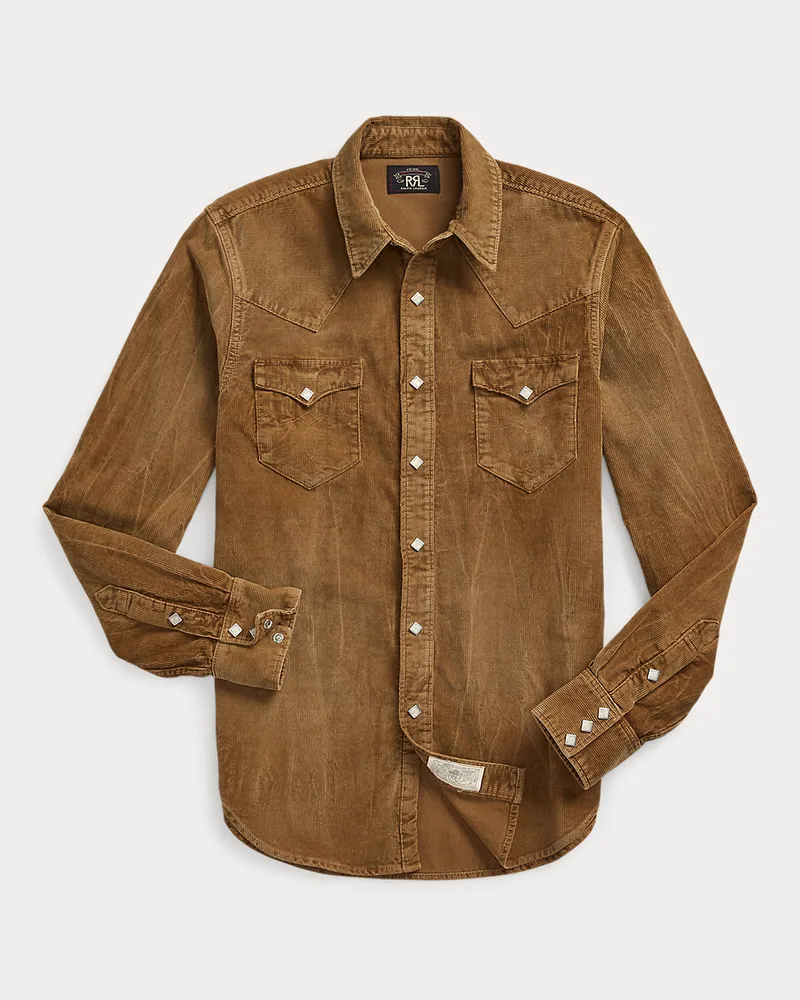 Ralph Lauren Slim-Fit Kordsamt-Westernhemd Tan
