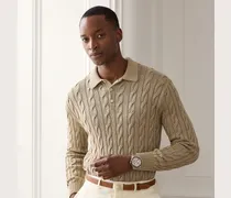 Polo-Strickpullover mit Zopfmuster