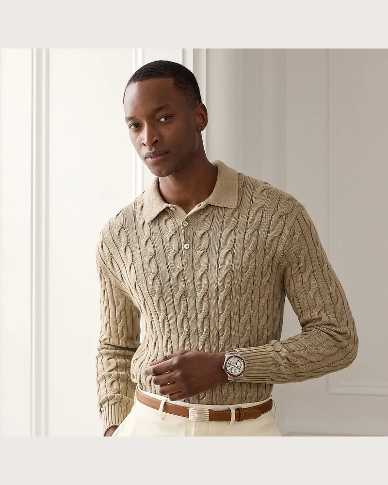 Ralph Lauren Polo-Strickpullover mit Zopfmuster Brown