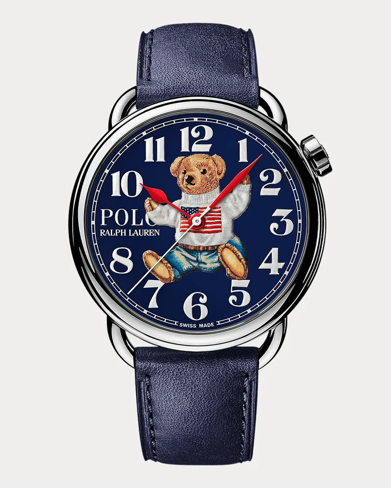 Ralph Lauren Stahl-Armbanduhr in Blau mit Polo Bear Blue