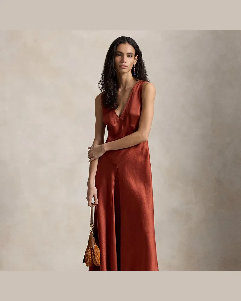 Ralph Lauren Satin-Kleid in Bahnen Red
