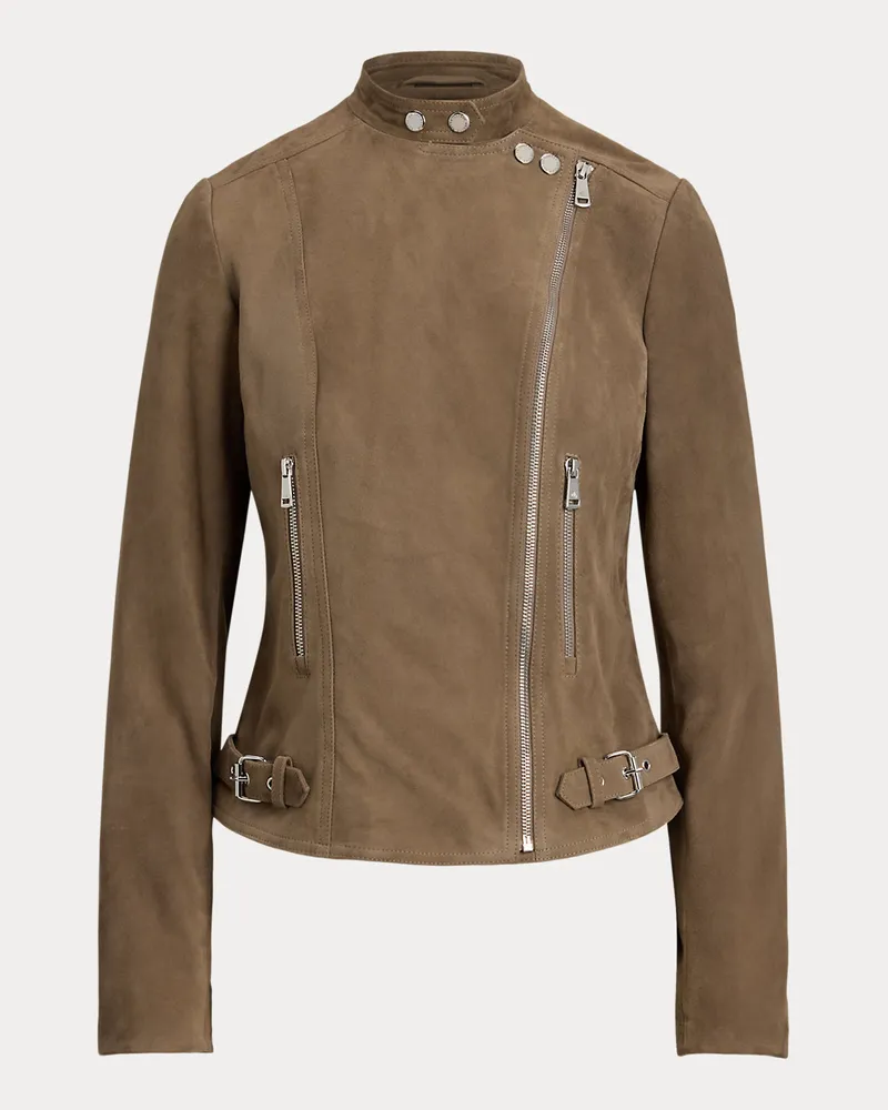 Ralph Lauren Bikerjacke aus Ziegenwildleder Brown