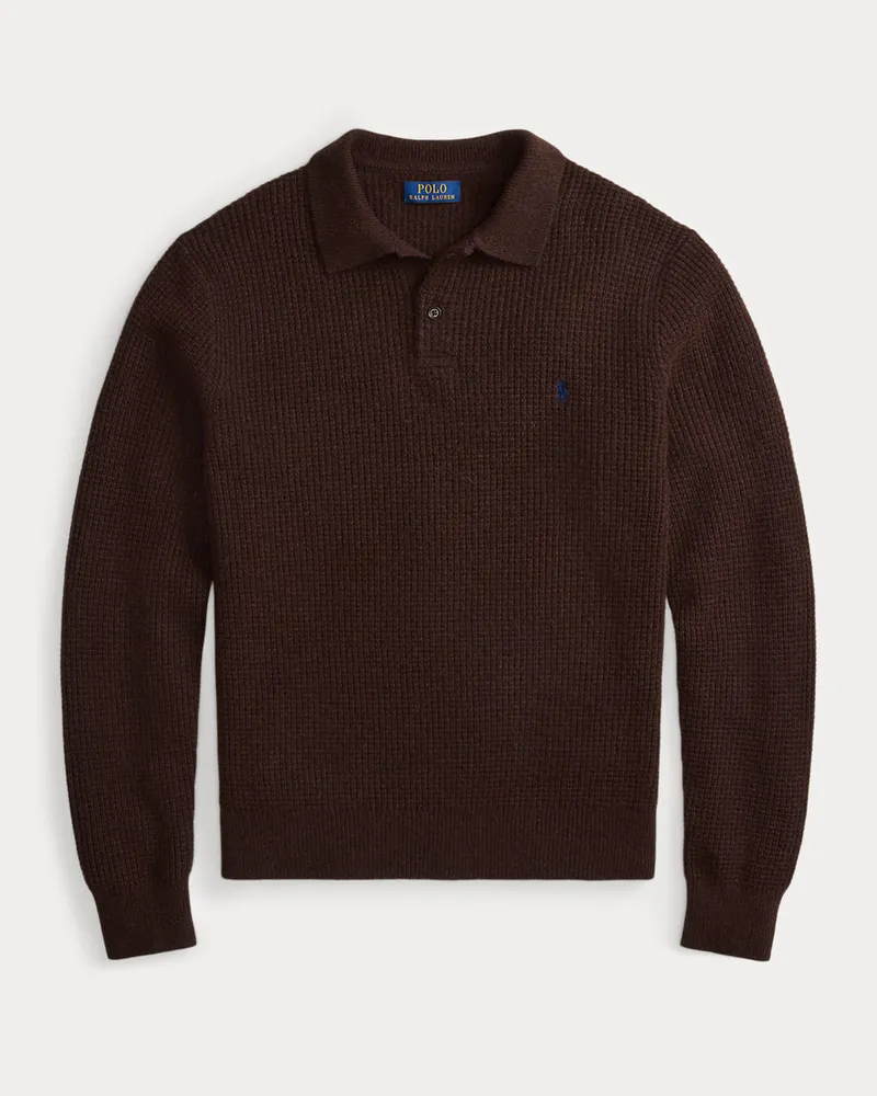 Ralph Lauren Strukturierter Pullover mit Polokragen Brown