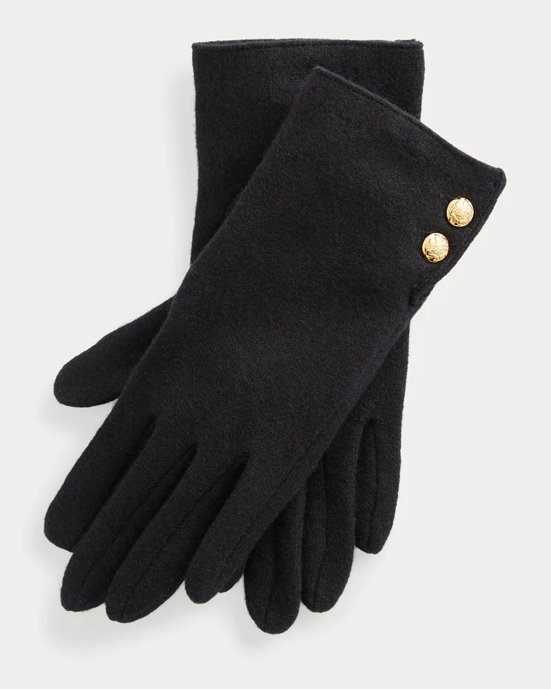 Ralph Lauren Touchscreen-Handschuhe mit Knöpfen Black