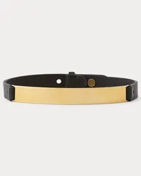 Ralph Lauren Kalbsleder-Choker mit Messingleiste Black