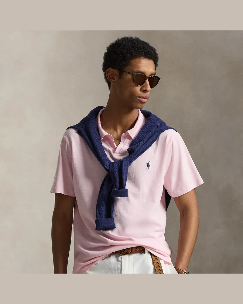 Ralph Lauren Standard-Fit Baumwoll-Leinen-Poloshirt Pink