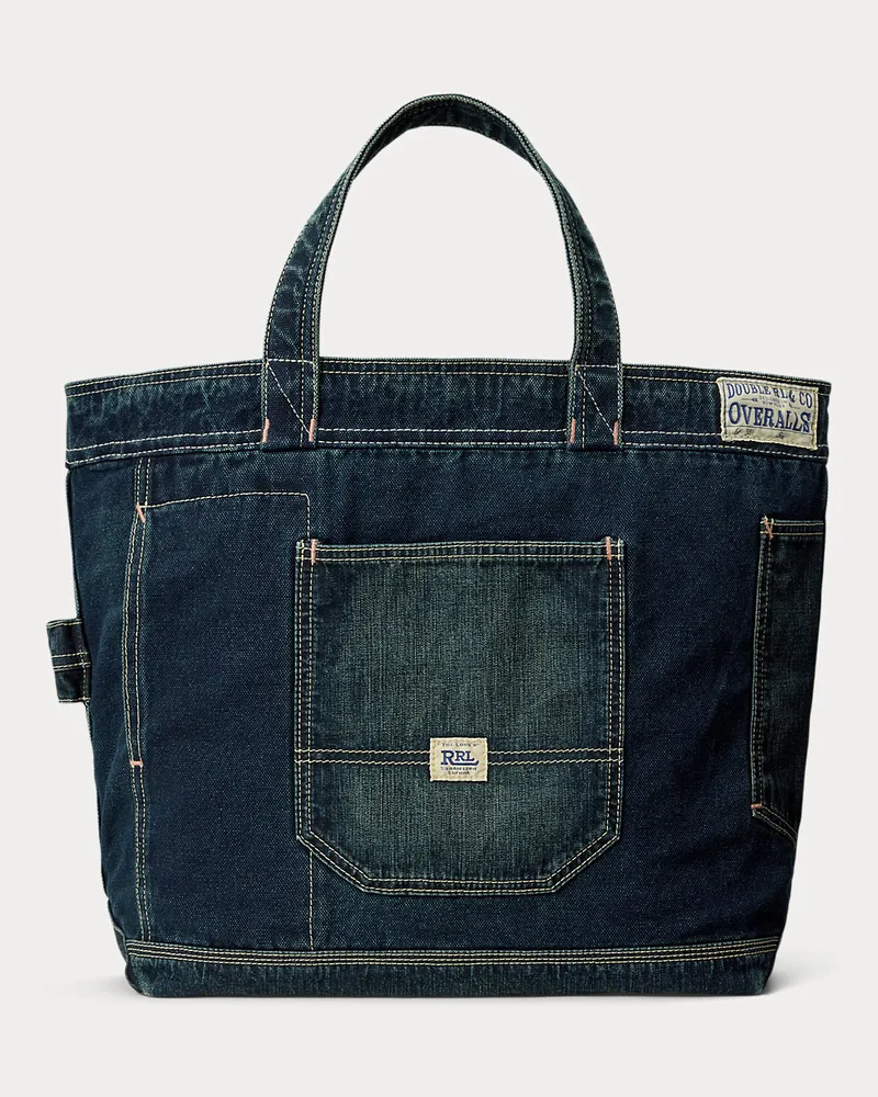 Ralph Lauren Indigoblaue Tragetasche aus Segeltuch Blue