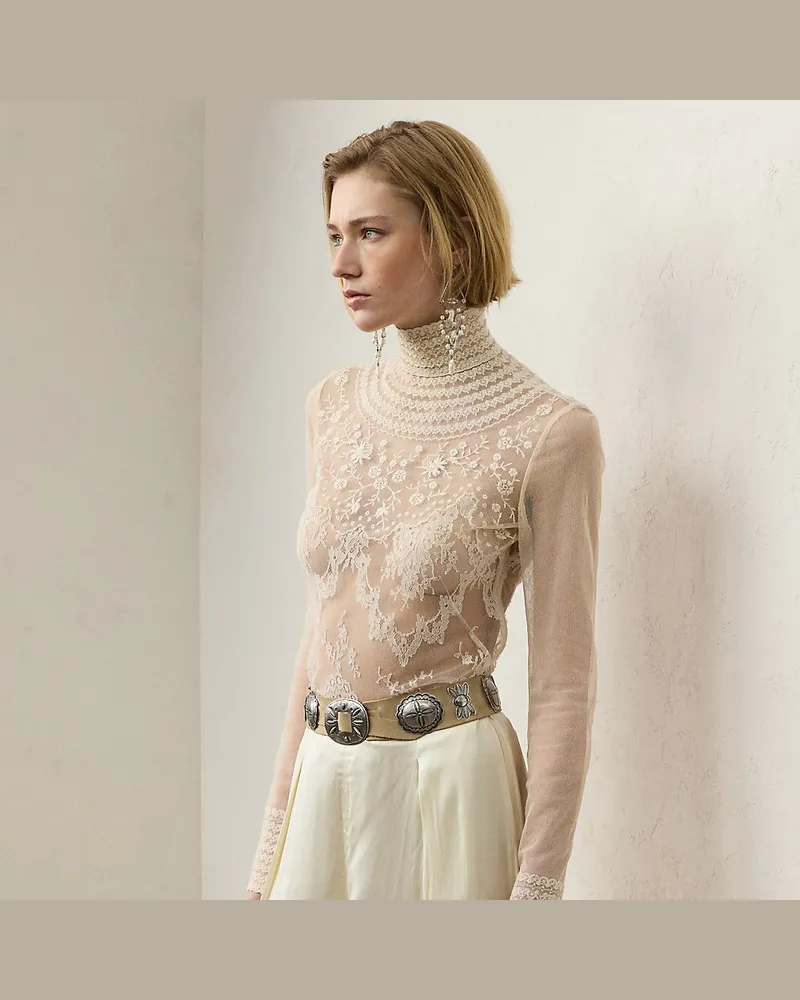 Ralph Lauren Spitzenbluse Delilah mit Blumen Cream