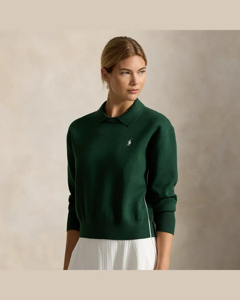 Ralph Lauren Logo-Pullover mit Polokragen Green