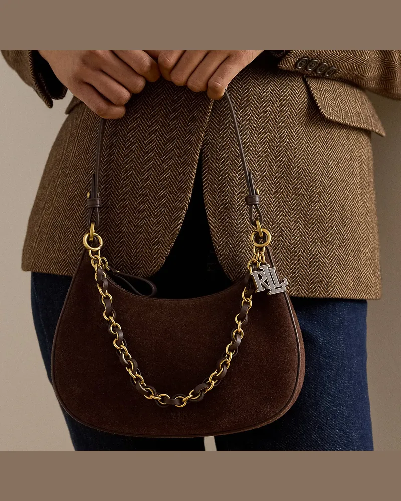 Ralph Lauren Schultertasche Marcy aus Wildleder Brown