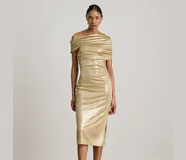 Schulterfreies Metallic-Cocktailkleid