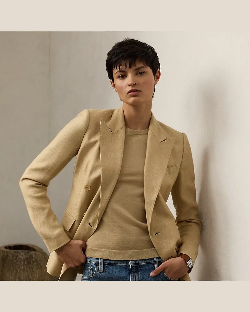 Ralph Lauren Jacke Camden aus Kaschmir-Leinen-Twill Natural