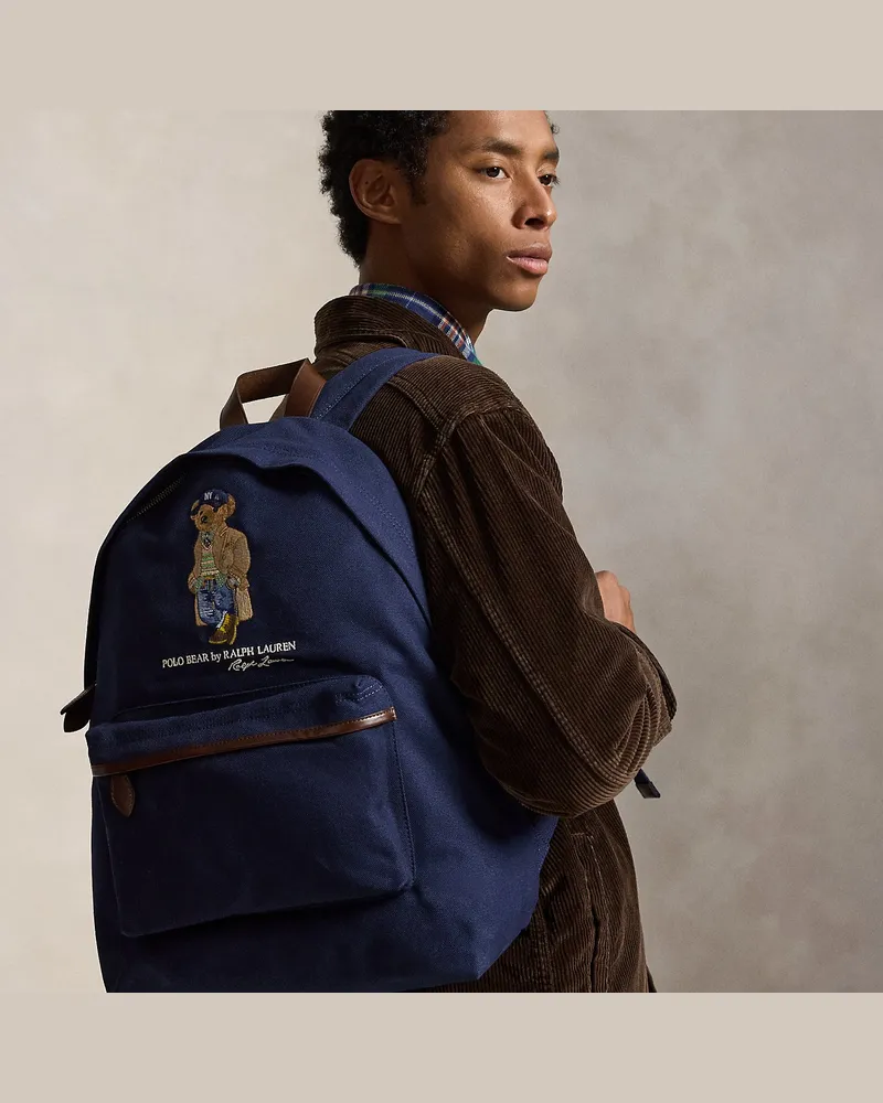Ralph Lauren Segeltuch-Rucksack mit Polo Bear Blue