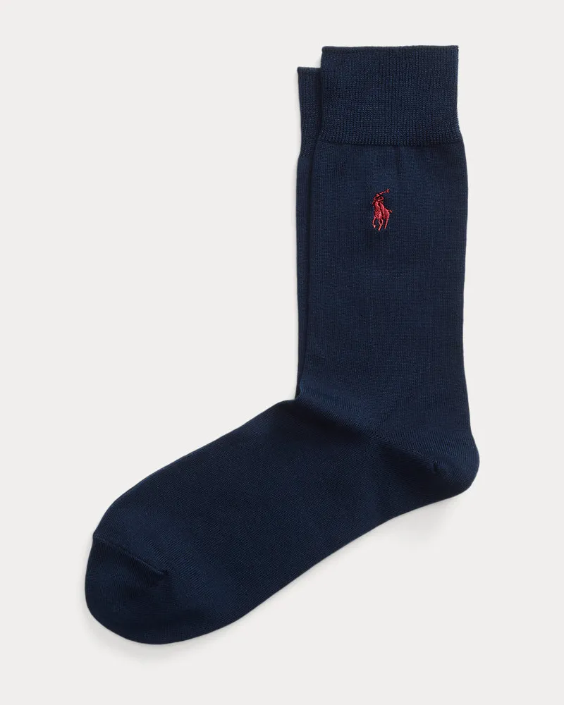 Ralph Lauren Anzugsocken in Flachstrick mit Pony Blue
