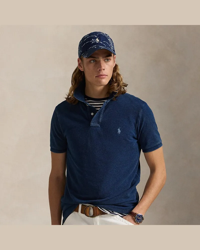 Ralph Lauren Custom-Slim-Fit Piqué-Poloshirt Blue