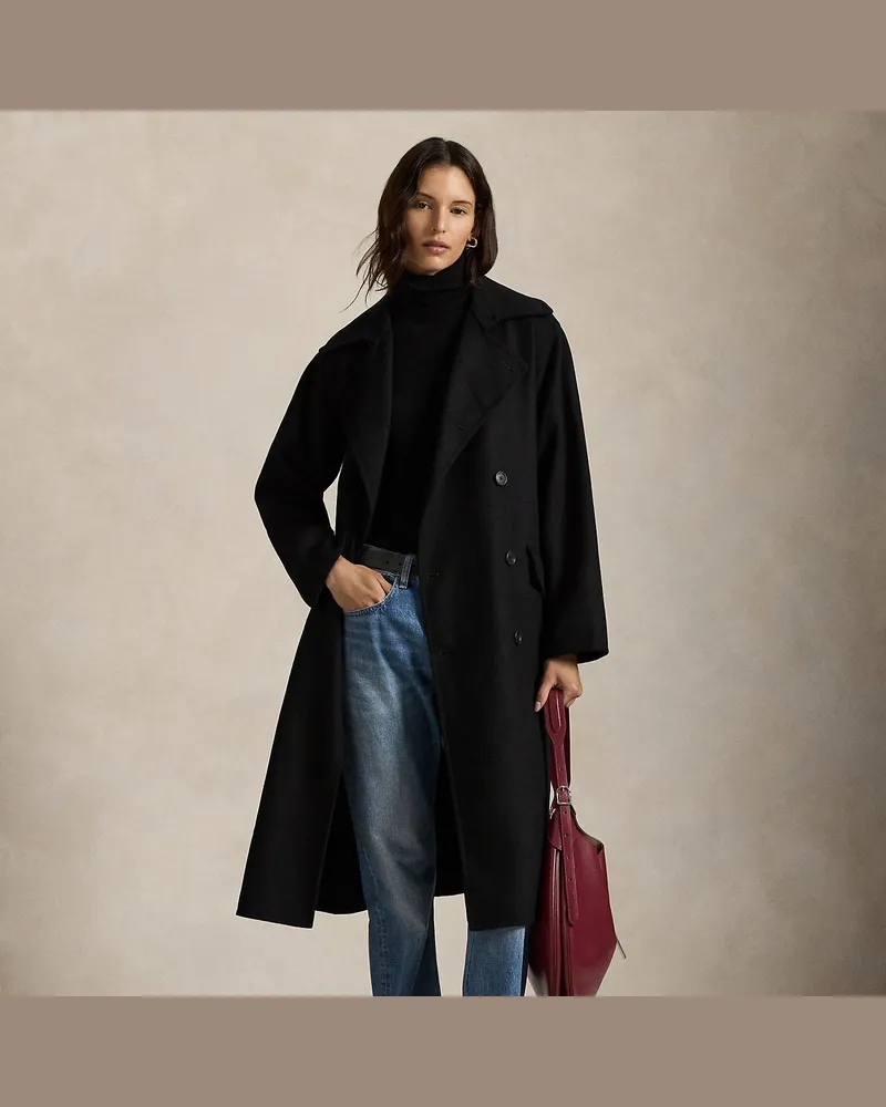 Ralph Lauren Zweireihiger Trenchcoat aus Kaschmir Black