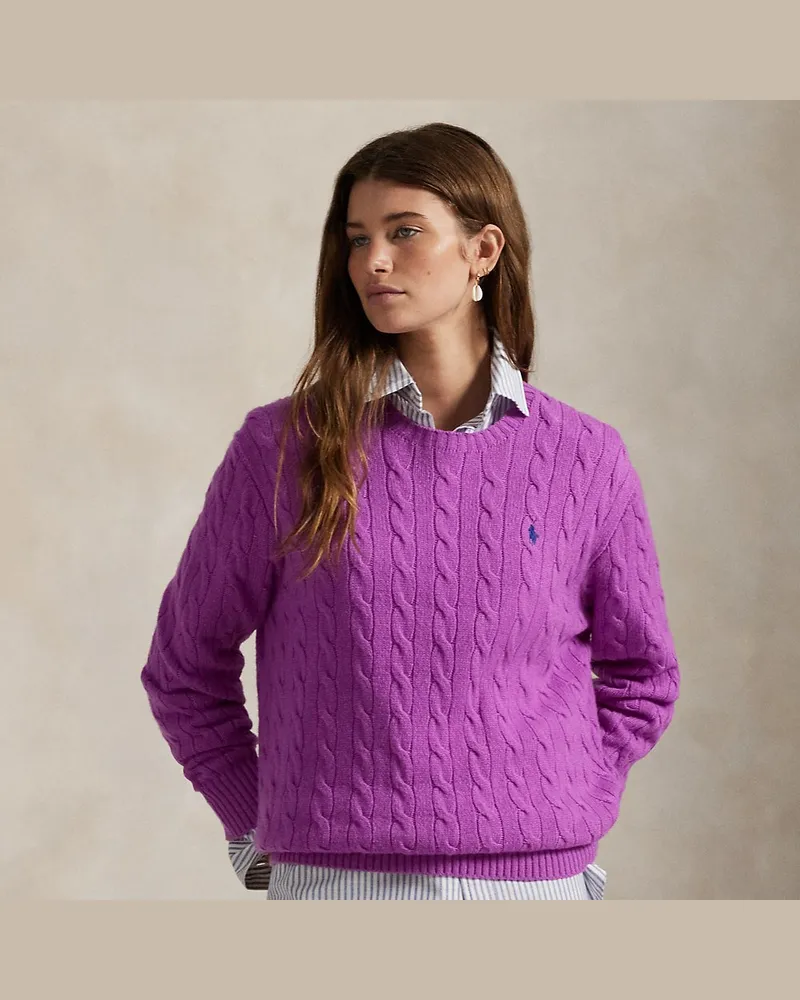 Ralph Lauren Woll-Kaschmir-Pullover mit Zopfmuster Purple