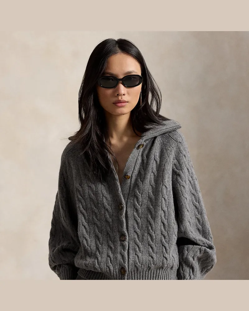 Ralph Lauren Woll-Kaschmir-Jacke mit Zopfmuster Grey
