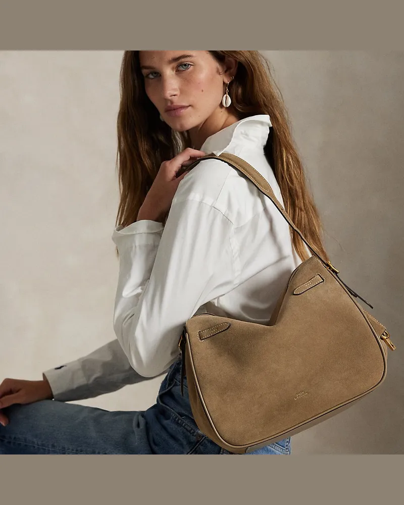 Ralph Lauren Umhängetasche Polo ID aus Wildleder Brown