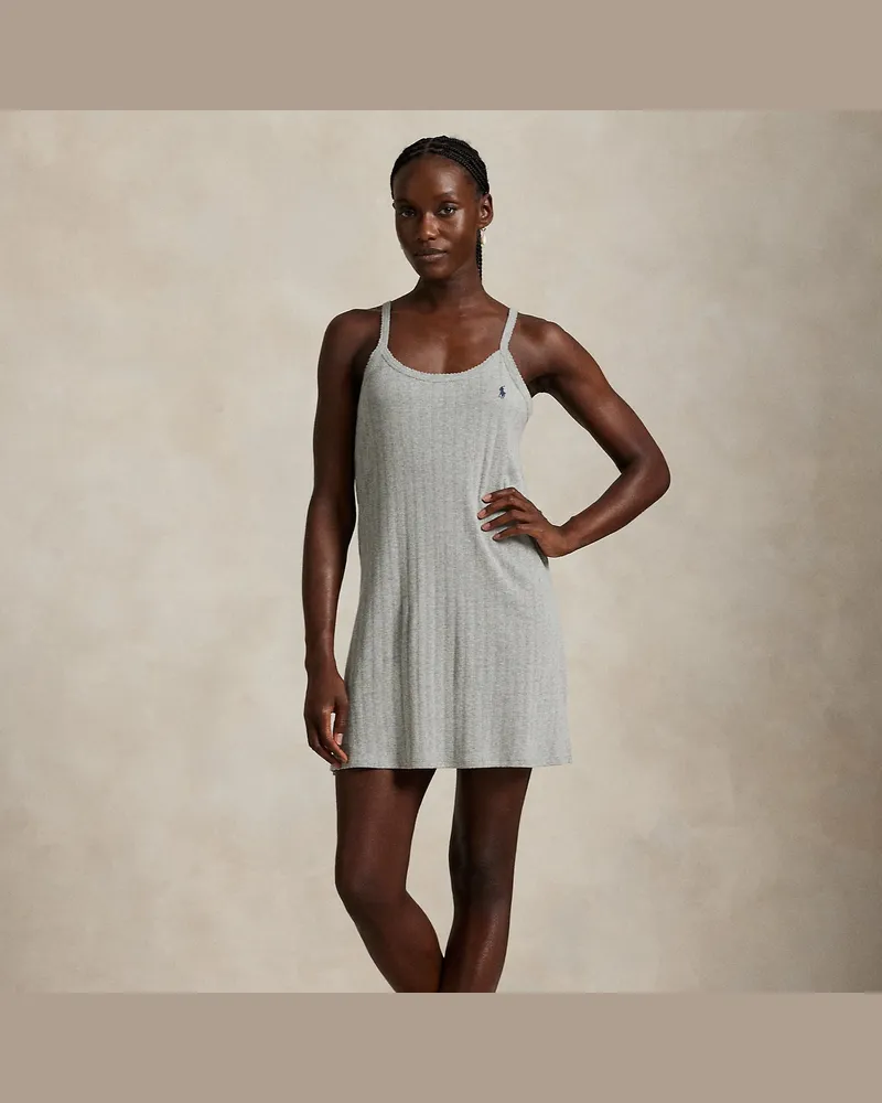 Ralph Lauren Ärmelloses Nachthemd mit Lochmuster Grey
