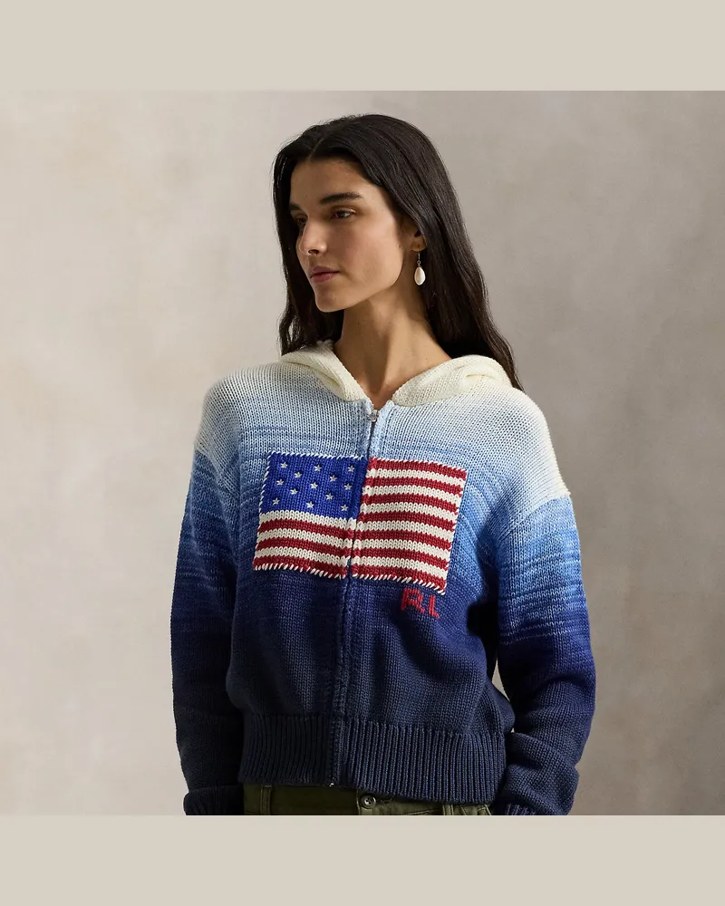Ralph Lauren Ombré-Kapuzenjacke mit US-Flagge Blue