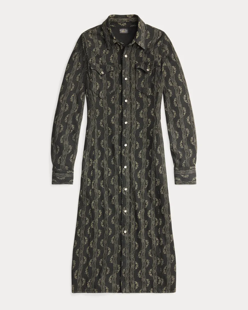 Ralph Lauren Western-Jerseykleid aus Baumwoll-Leinen Black