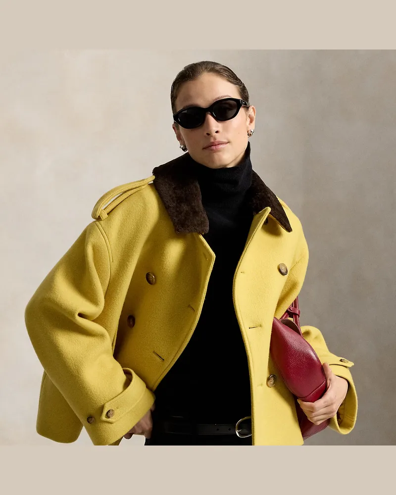 Ralph Lauren Wollmantel mit Lammfellkragen Yellow