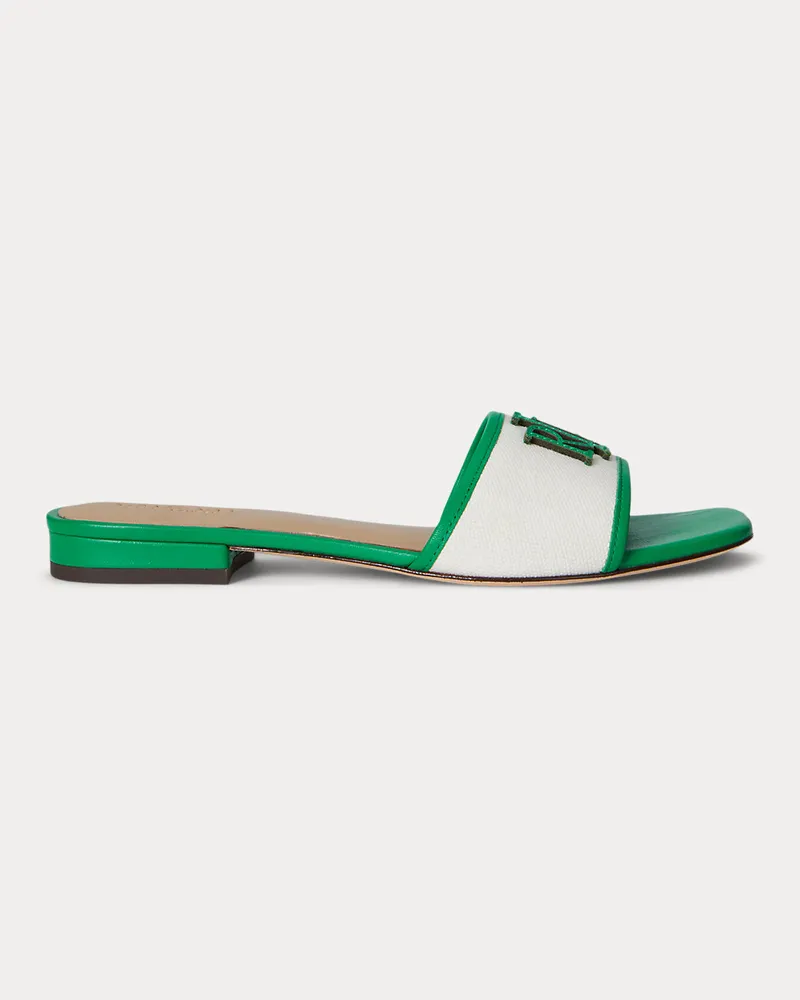 Ralph Lauren Segeltuchsandale Everley mit Lederbesatz Green