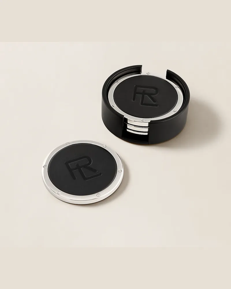 Ralph Lauren Home Lederuntersetzer-Set mit „RL“-Logo Black