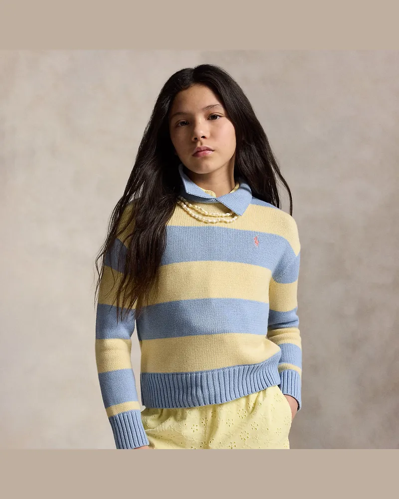 Ralph Lauren Gestreifter Polo-Pullover aus Baumwolle Blue