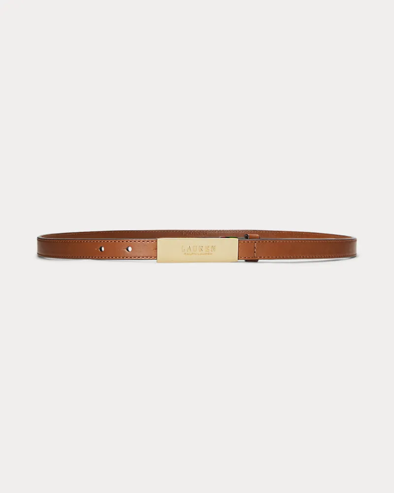 Ralph Lauren Schmaler Ledergürtel mit Logo Tan