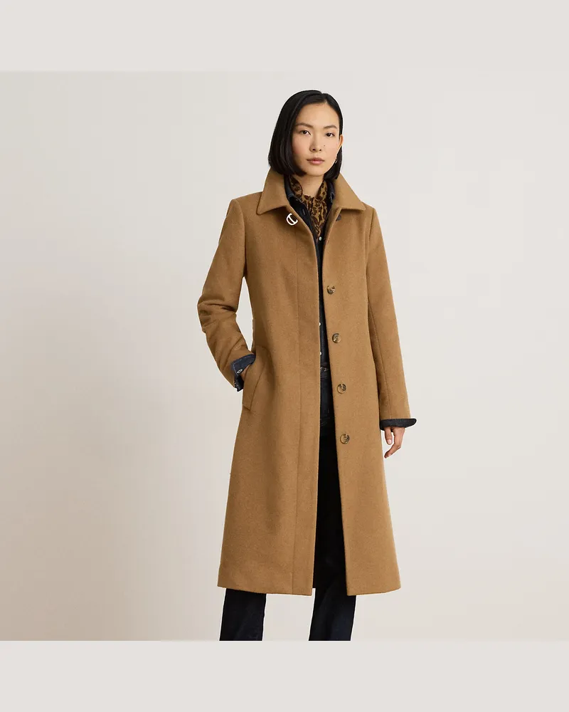 Ralph Lauren Mantel aus Wollmischung mit Gürtel Brown