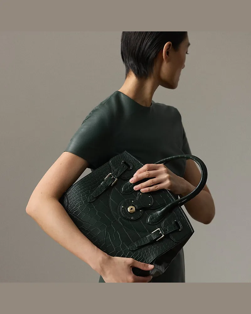 Ralph Lauren Tasche Soft Ricky 33 aus Alligatorleder Green