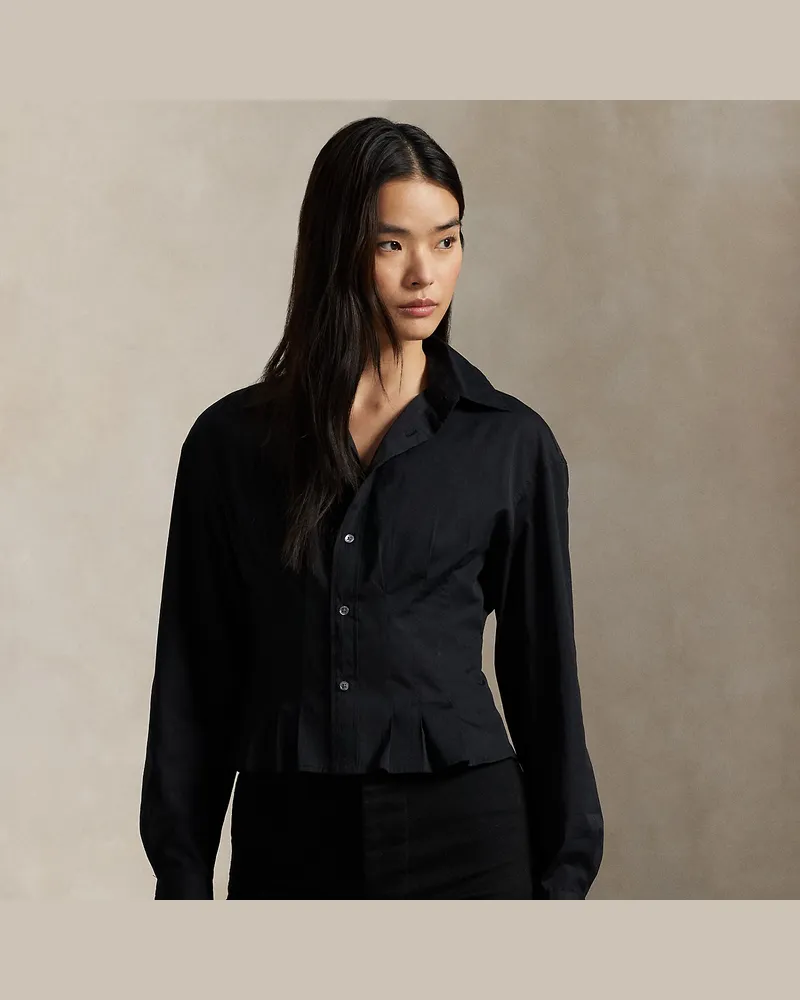 Ralph Lauren Baumwollhemd mit Falten Black
