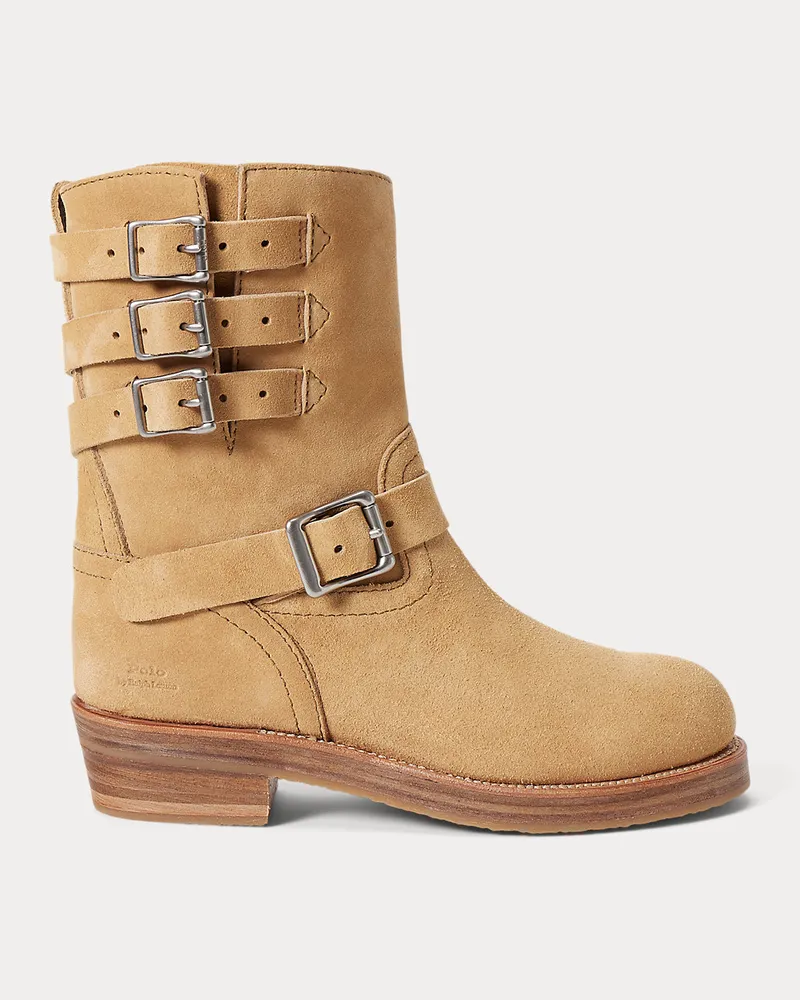 Ralph Lauren Biker-Stiefel aus Wildleder Brown