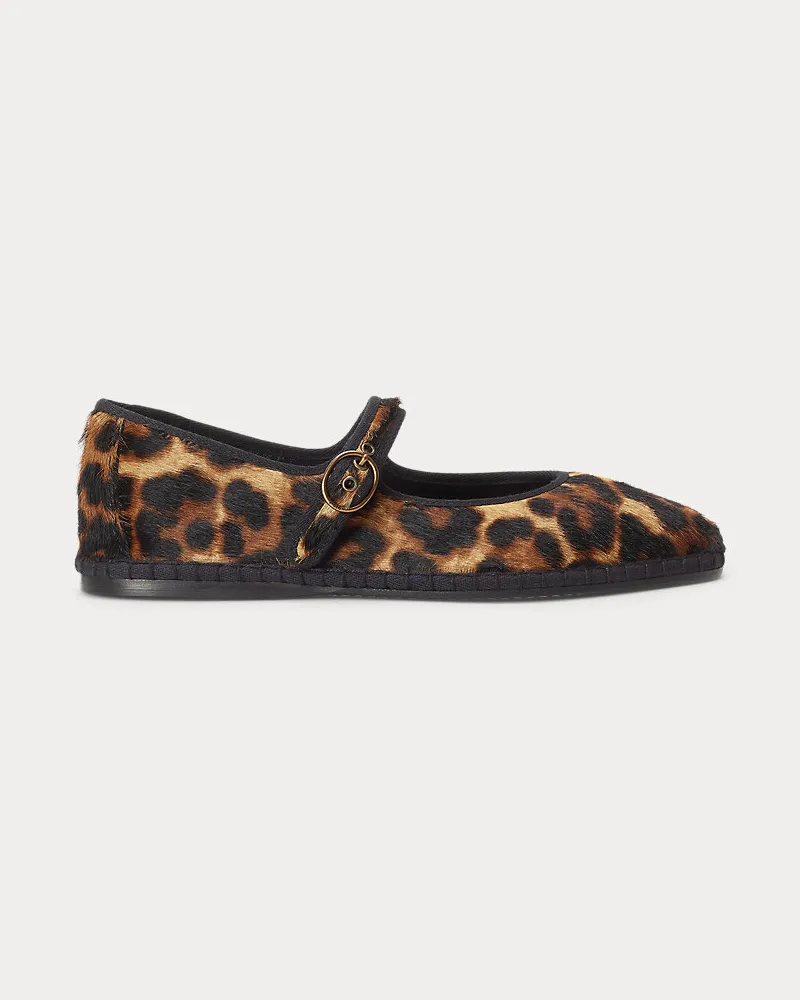 Ralph Lauren Mary-Jane-Espadrille aus Kalbsfell Brown