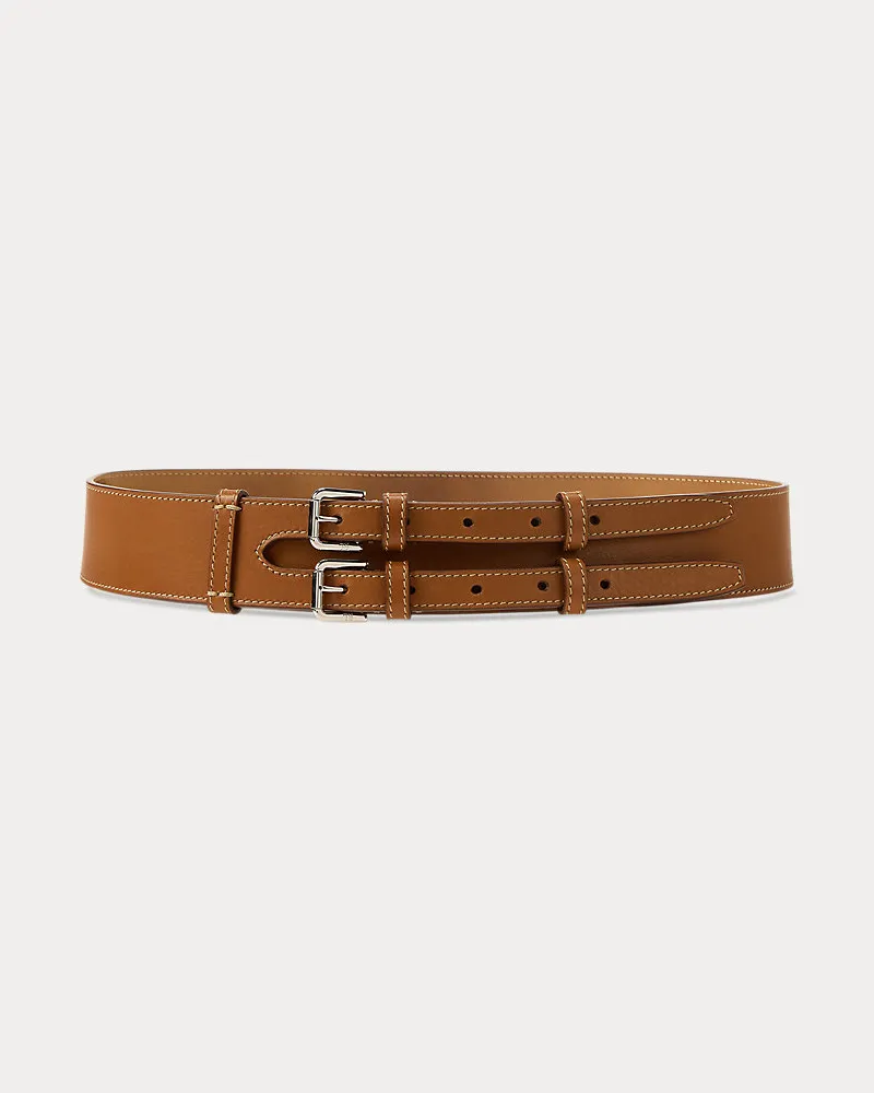 Ralph Lauren Breiter Taillengürtel aus Kalbsleder Brown