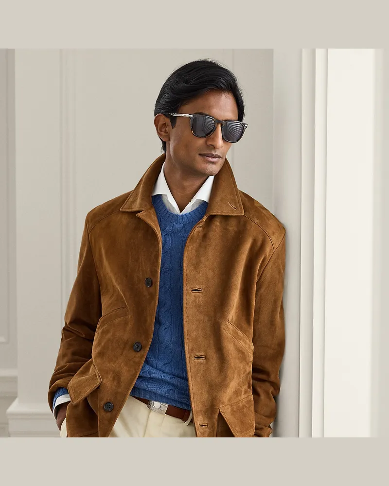 Ralph Lauren Handgeschneiderte Utility-Wildlederjacke Brown