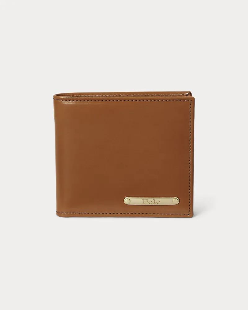Ralph Lauren Kalbsleder-Brieftasche mit Metallschild Tan