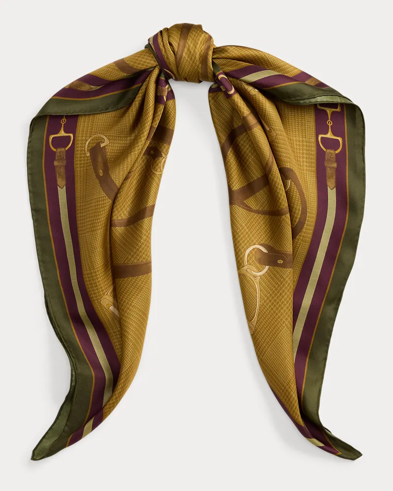 Ralph Lauren Glencheck-Seidentuch mit Gürteldruck Brown