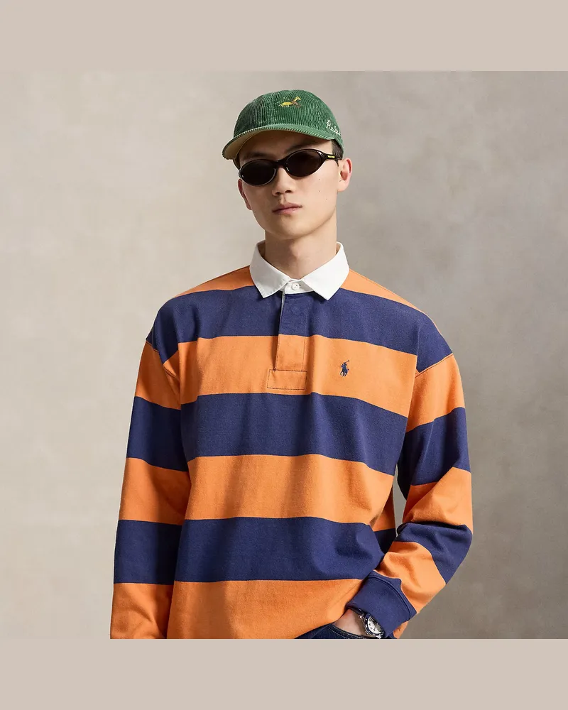 Ralph Lauren Big-Fit Jersey-Rugbyhemd mit Streifen Orange