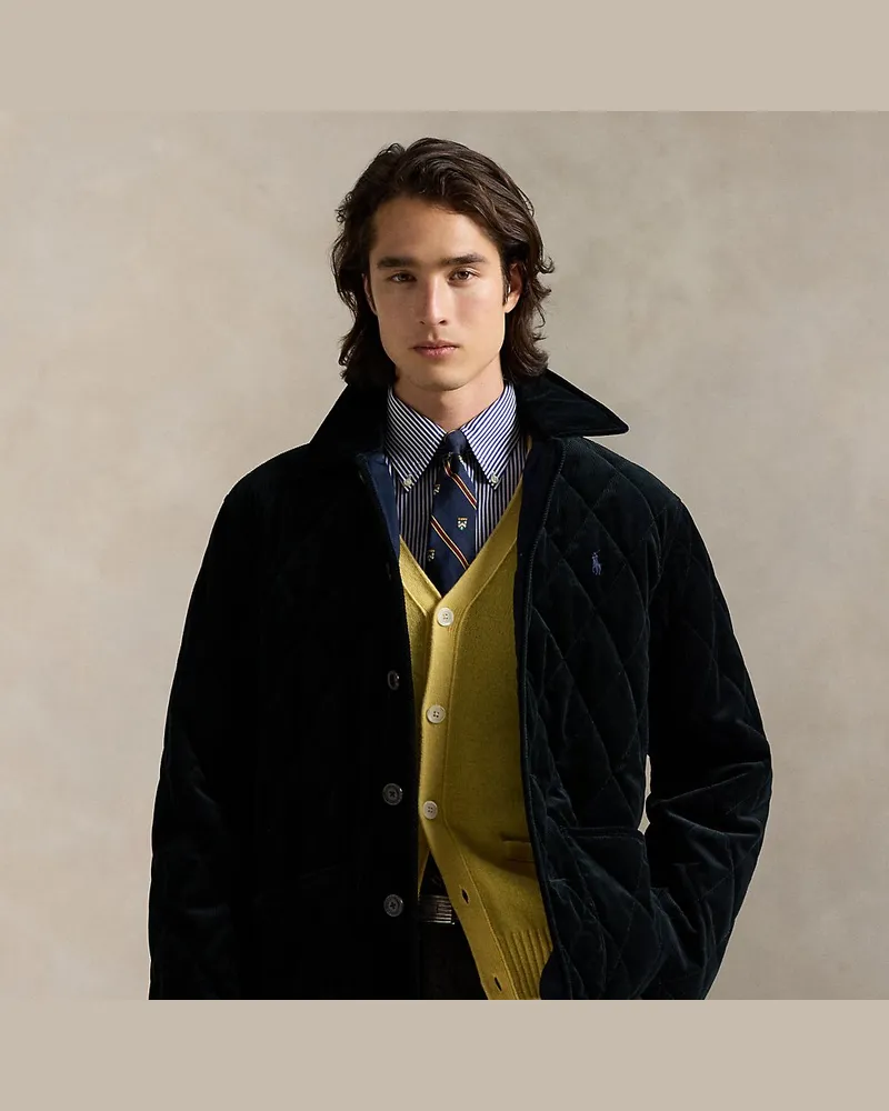 Ralph Lauren Gesteppte 3/4-Jacke aus Kordsamt Blue