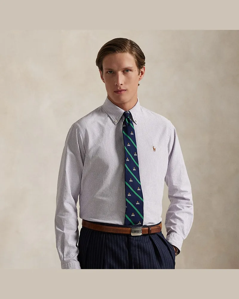 Ralph Lauren Gestreiftes Custom-Fit Oxfordhemd Purple