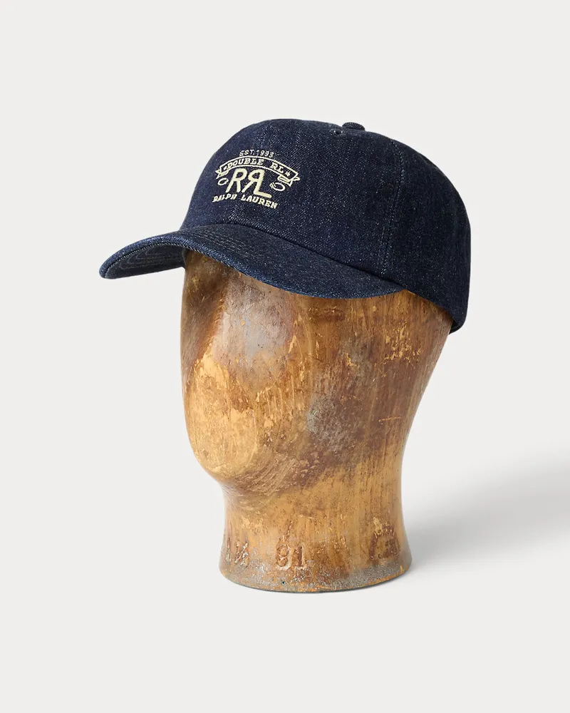 Ralph Lauren Denim-Baseballkappe mit Ranchlogo Blue
