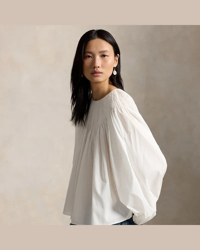 Ralph Lauren Baumwollbluse mit Biesen White
