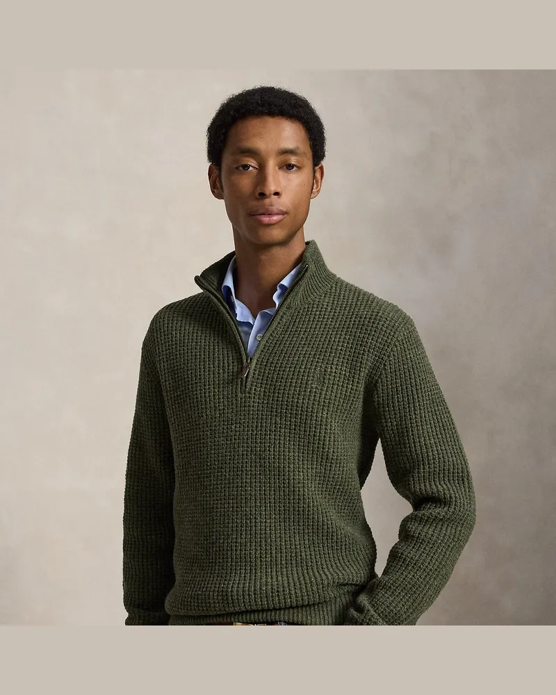 Ralph Lauren Woll-Baumwollpullover aus Waffelpiqué Green