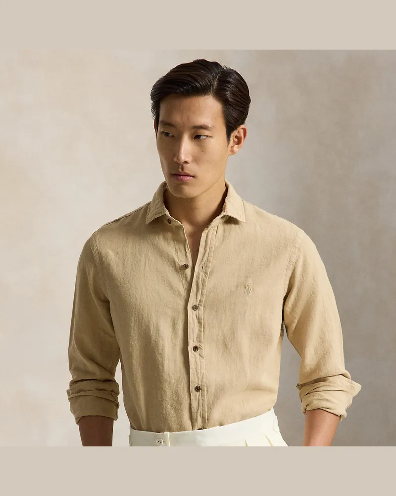 Ralph Lauren Custom-Fit Leinenhemd Tan