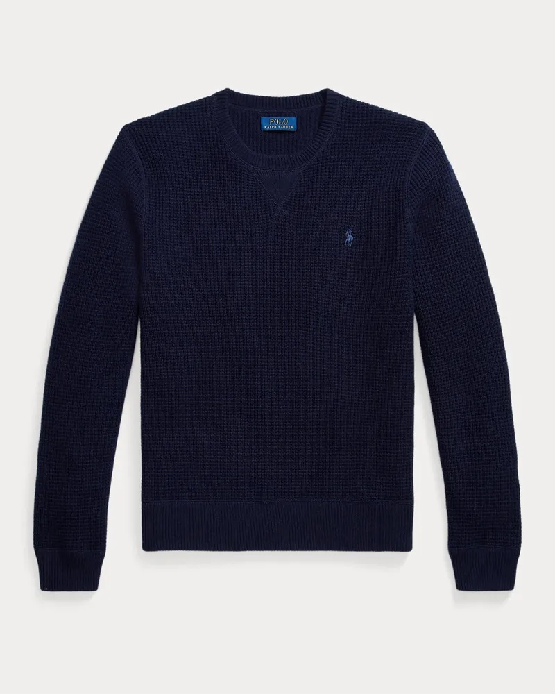 Ralph Lauren Woll-Baumwollpullover aus Waffelpiqué Blue