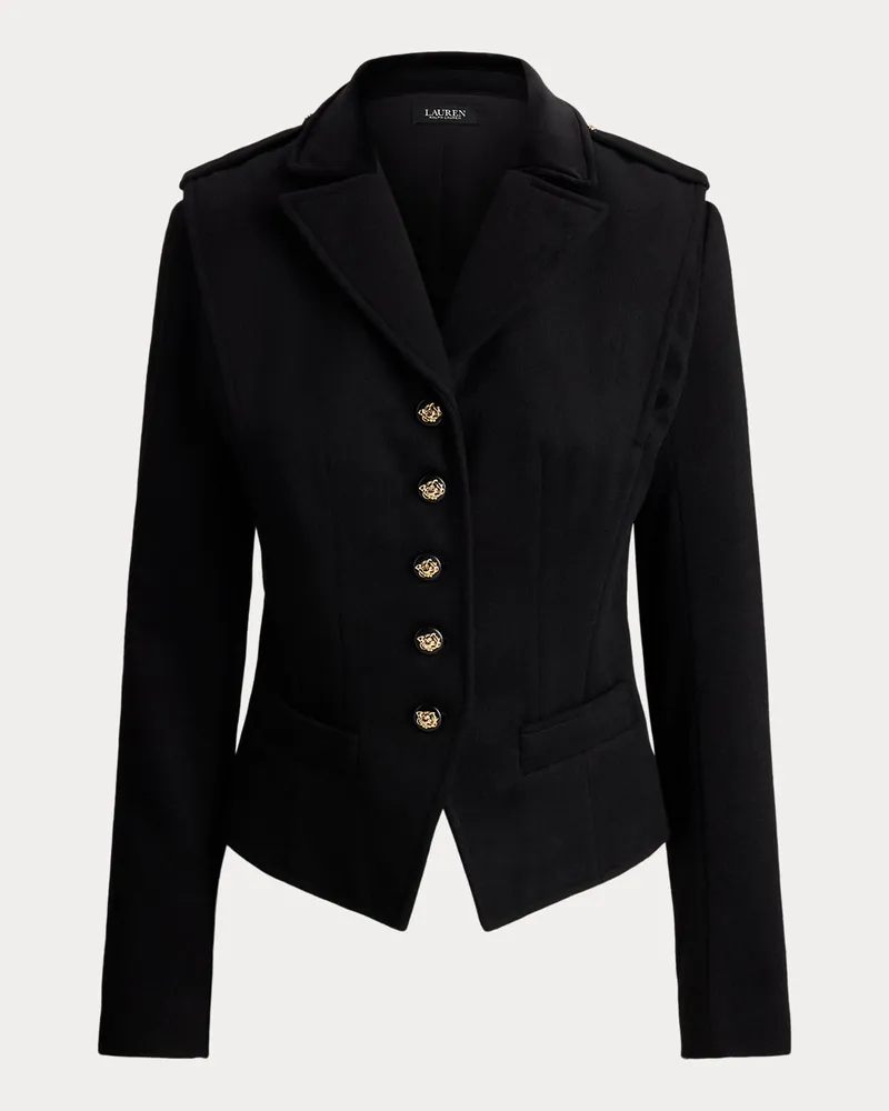 Ralph Lauren Verkürzte Twilljacke mit Samtbesatz Black