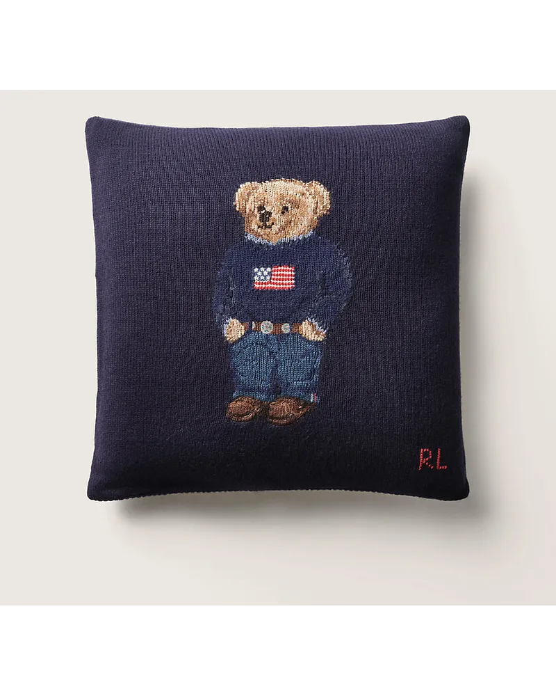 Ralph Lauren Home Wurfkissen aus Wolle mit Polo Bear Blue